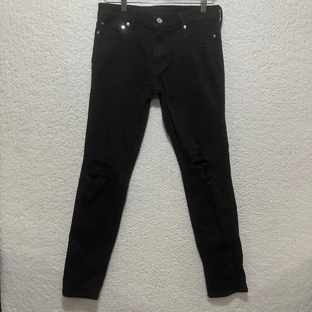 Abercrombie Fitch Black Distressed Skinny Jeans‎ Womens Size 30x29